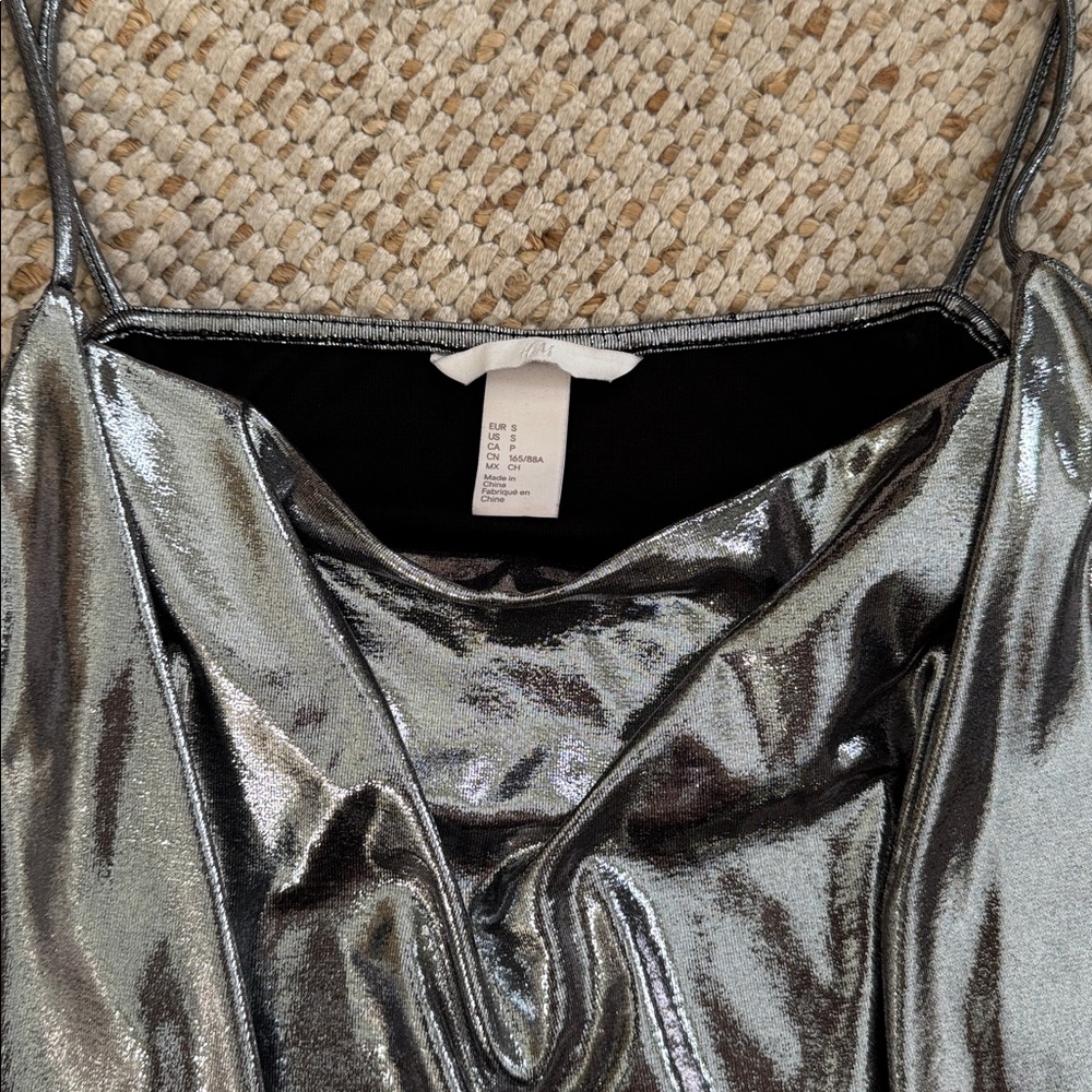 H&M Silver Metallic Cowl Neck Tank | NWOT - Picture 2 of 2